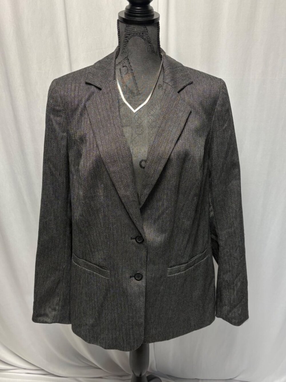 Lane Bryant Blazer Womens Size 16 Gray Tailored Stretch Career Jacket NEW